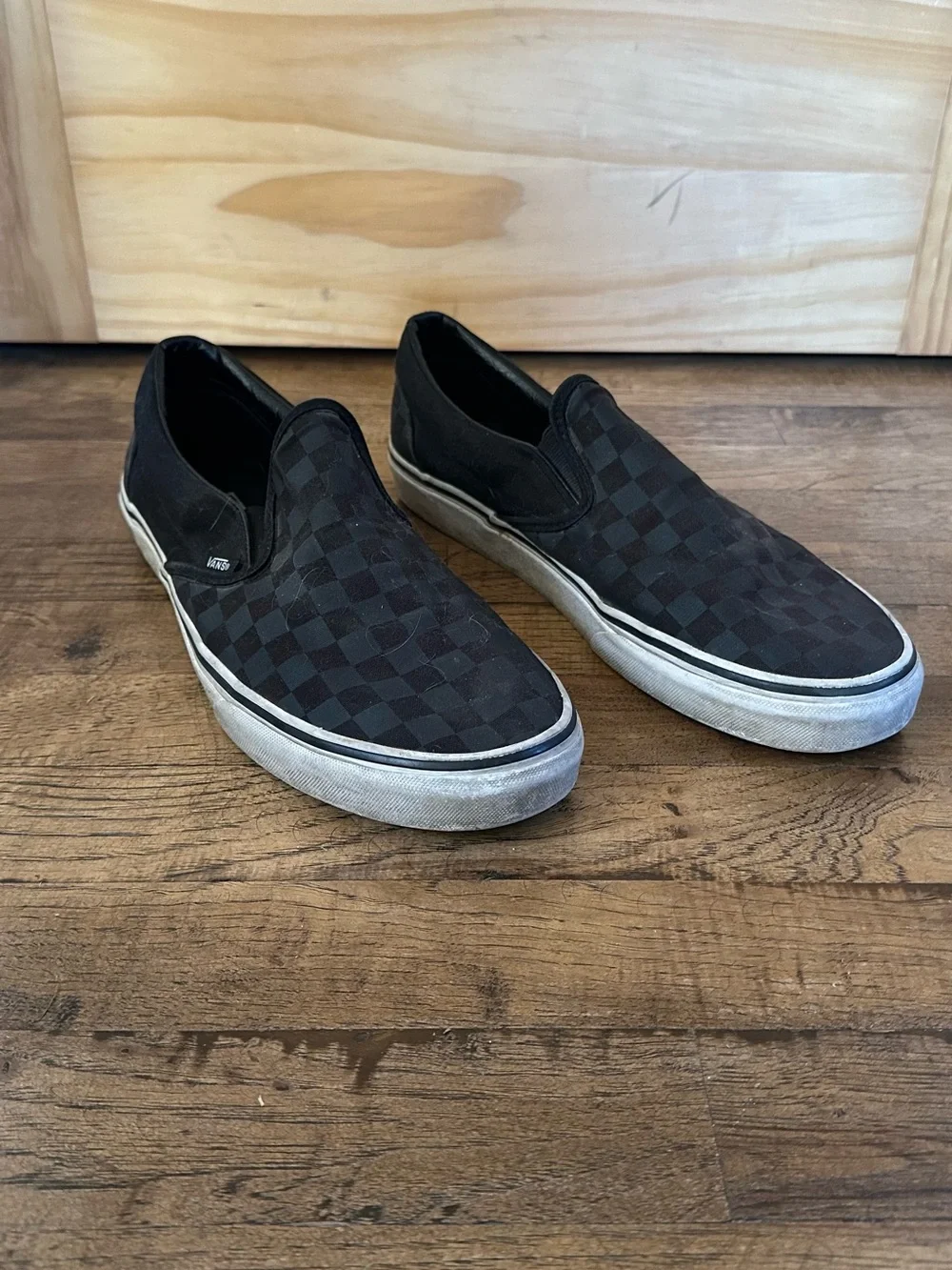 Vans Slip-On Checkerboard Loafers in Black